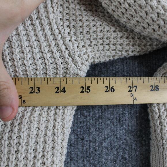 Eberjey Sweater Small Recycled Cardigan Oat Chunky Waffle Knit Cropped Cute Cozy - Picture 11 of 12